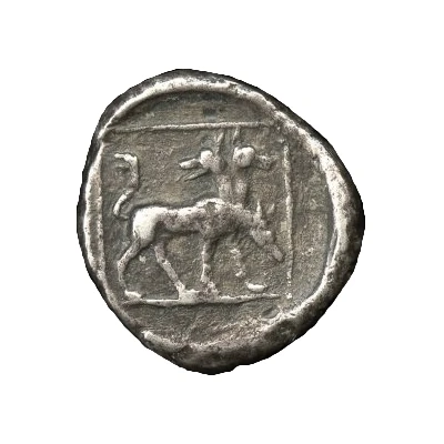 Silver 5 Asses Hippocamp and cerberus 325 BC - 275 BC back