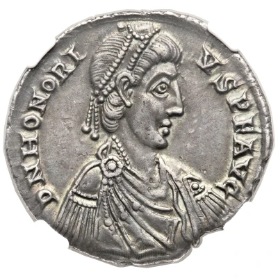 Silver Multiple - Honorius TRIVMFATOR GENT BARB; Rome front