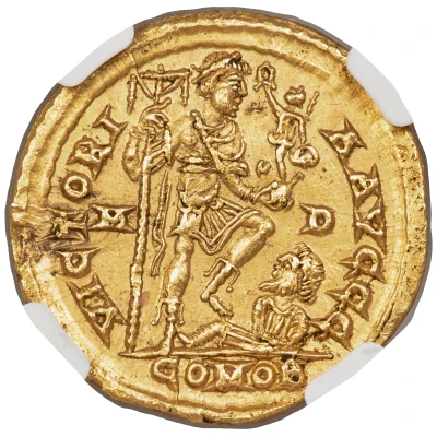 Solidus - Honorius VICTORIA AVGGG; Mediolanum back