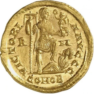 Solidus - Honorius VICTORIA AVGGG RM; Rome back