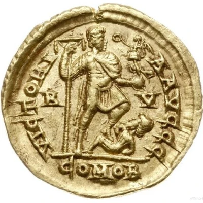 Solidus - Honorius VICTORIA AVGGG; Ravenna back