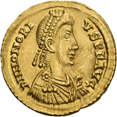 Solidus - Honorius VICTORIA AVGGG; Rome front