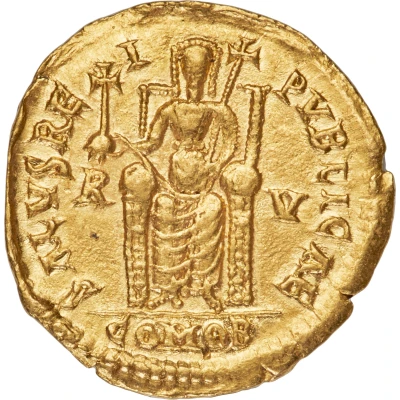 Solidus - Licinia Eudoxia SALVS REI PVBLICAE; Ravenna back