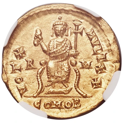 Solidus - Valentinian III VOT X MVLT XX; Rome back