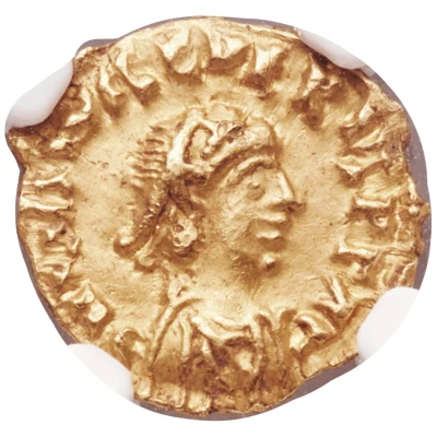 Tremissis - Libius Severus Cross within a wreath; Mediolanum front